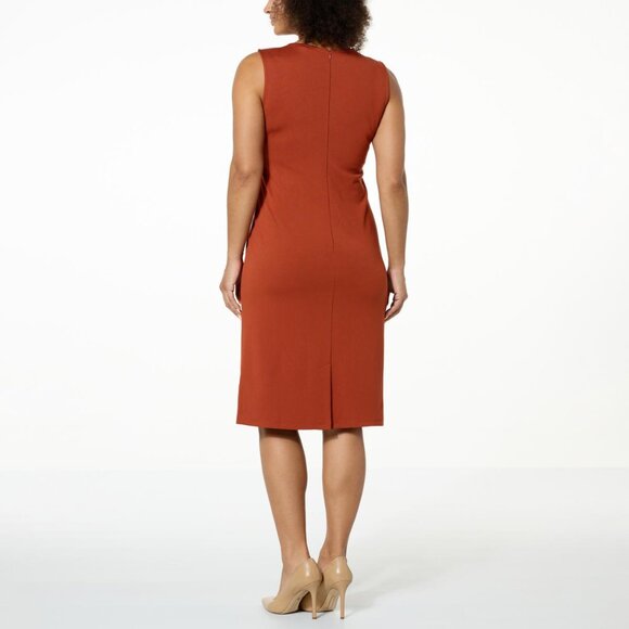 Colleen Lopez fall sleeveless rust dress faux leather 1X - Picture 2 of 8